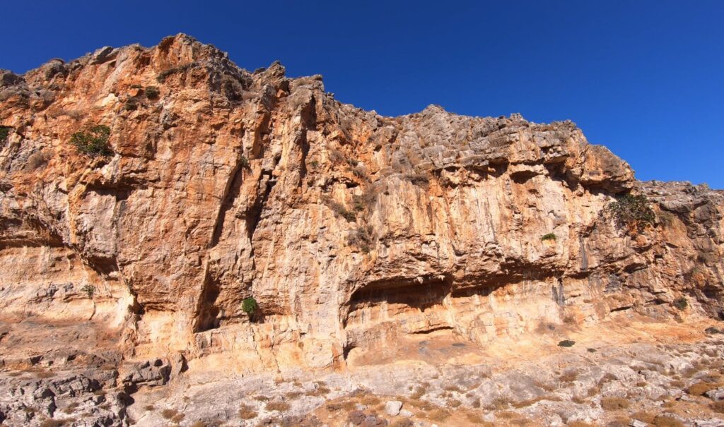 Photo of farangulia canyon, possibly one of the hard new climbing areas in the east Crete. It is mostly overhanging with a nice quality rock. The canyon itself is very wild with all kinds of flowers and bushes.