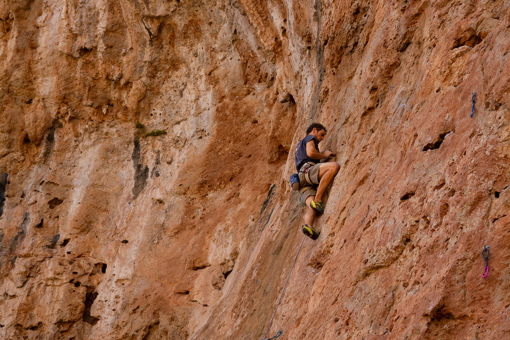 Person climbing in Gorge of the Dead near Zakros, east Crete