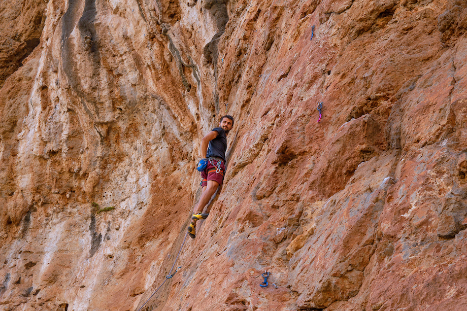 Person climbing in Gorge of the Dead near Zakros, east Crete