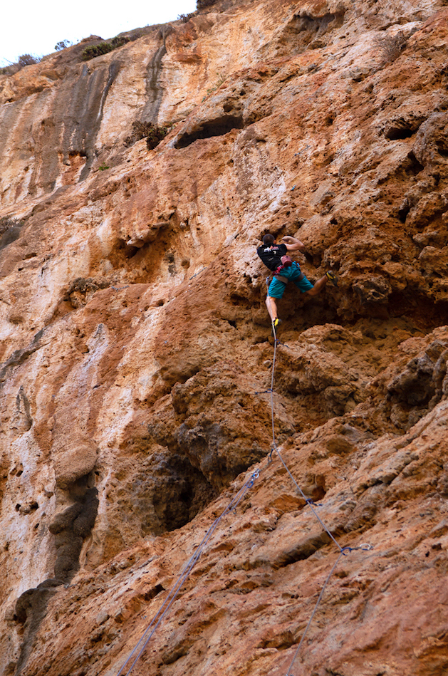 Person climbing in Gorge of the Dead near Zakros, east Crete