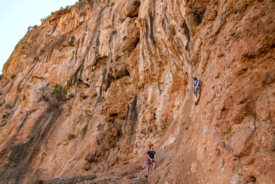 Person climbing in Gorge of the Dead near Zakros, east Crete