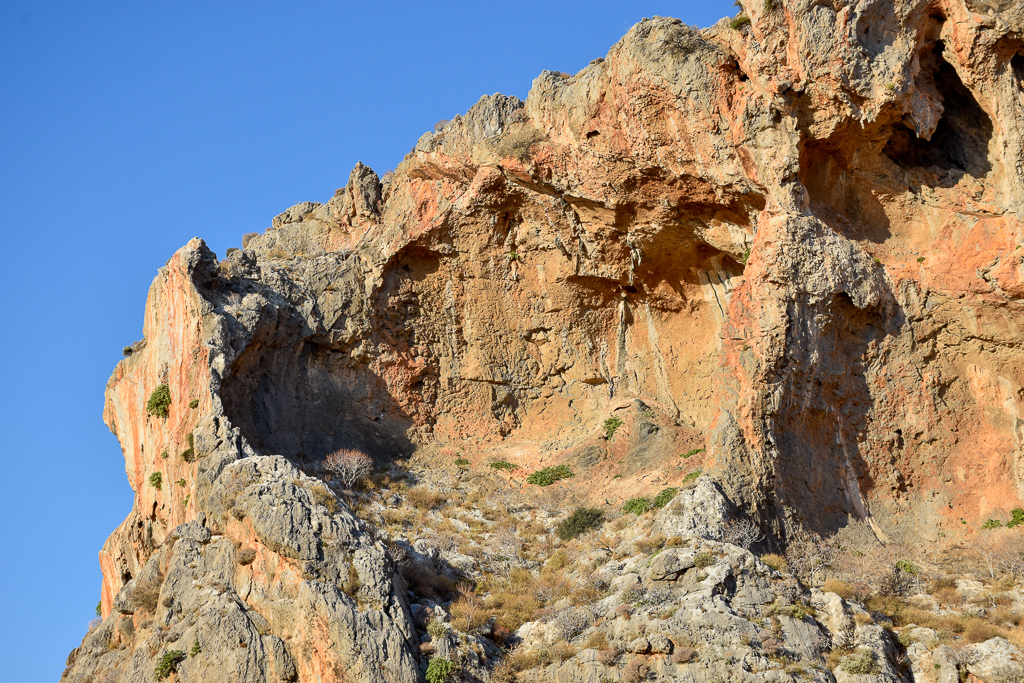 Climbing area Cave in Amatou gorge, Xerokampos, east Crete