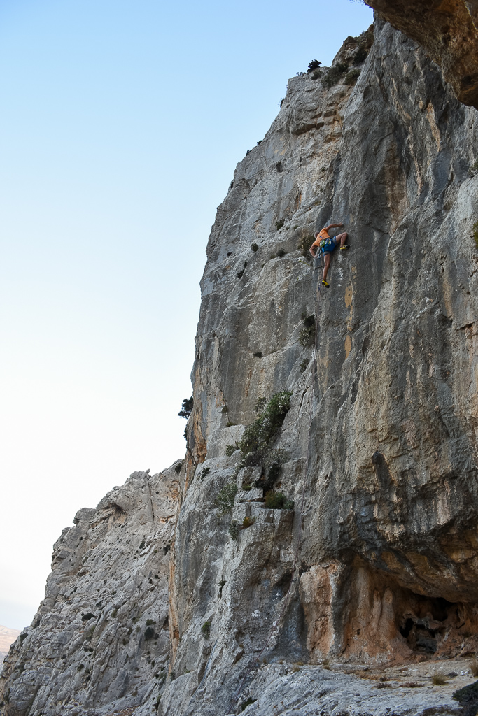 Person climbing in Vigla canyon: Right Katalava