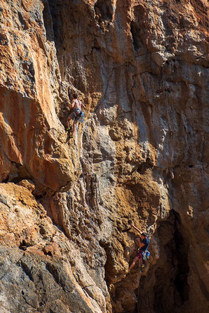 People climbing in Katsounaki gorge, east Crete