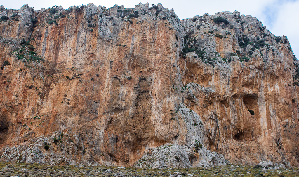 Climbing area Red rock Crag in Lamoni (Gorge of Xerokampos), east Crete