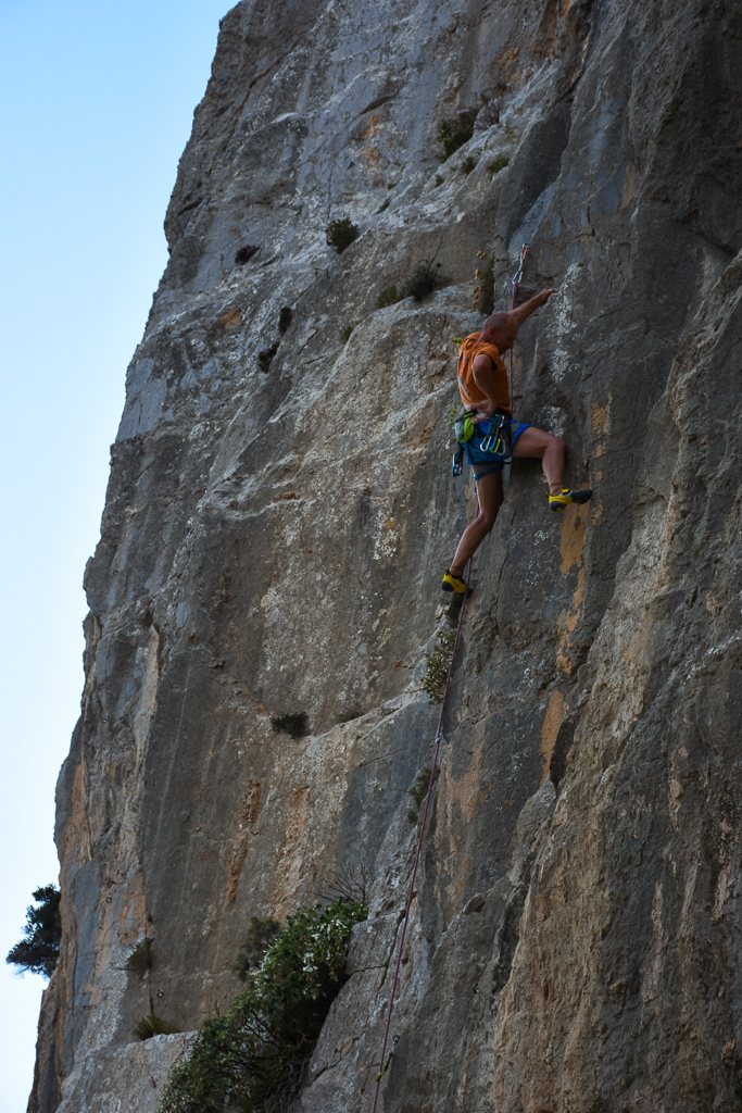 Person climbing in Vigla canyon: Right Katalava